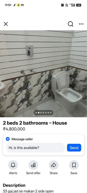Bathroom in 1 BHK Builder Floor at Sector 30 – for Rent
