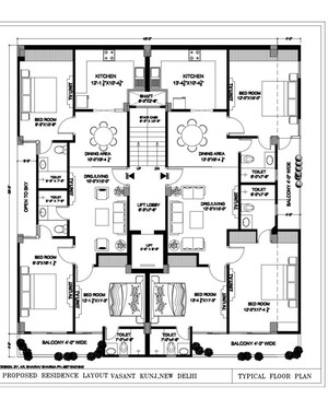 Floor Plan in 3 BHK Builder Floor at Vasant Kunj – for Sale