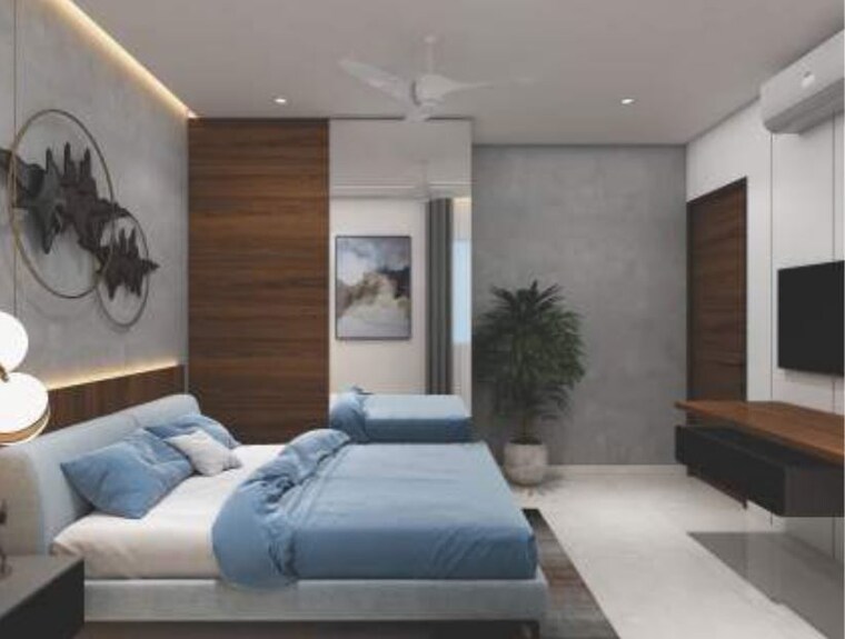 Bedroom, my-home-sayuk 3 Bedroom 1926 Sq.Ft. Apartment In Tellapur Hyderabad 9606886