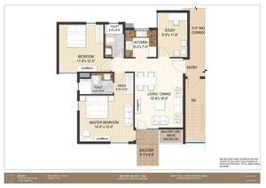 Floor Plan in 2.5 BHK Apartment at Jaypee Krescent Homes Phase II, Sector 129 – for Sale