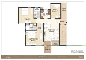 Floor Plan in 2.5 BHK Apartment at Jaypee Krescent Homes Phase II, Sector 129 – for Sale
