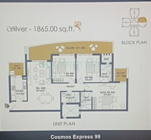 Floor Plan in 3 BHK Apartment at Cosmos Express 99, Sector 99 – for Sale