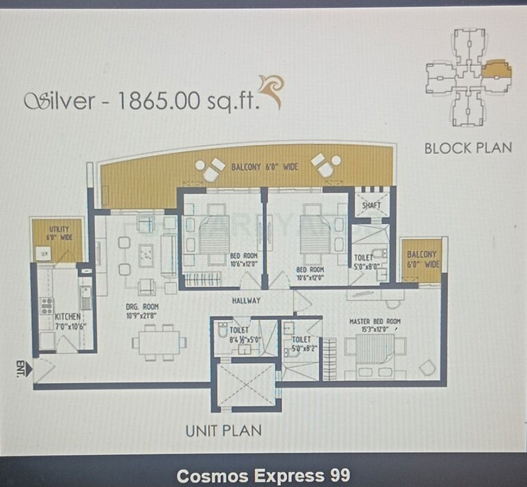Floor Plan, cosmos-express-99 3 Bedroom 1895 Sq.Ft. Apartment In Sector 99 Gurgaon 10400698