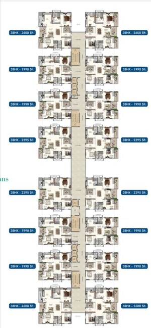 Floor Plan in 3 BHK Apartment at Raghavendra Panchajanya Heights, Chanda Nagar – for Sale
