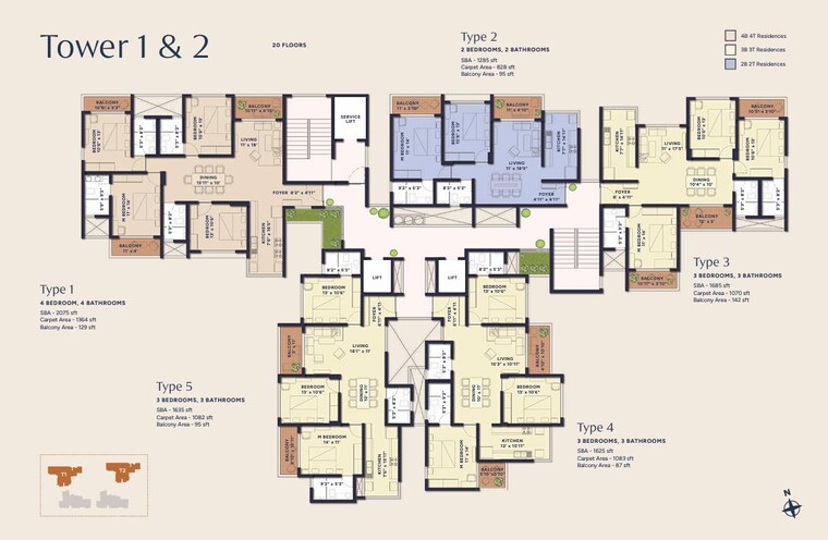 Floor Plan, ranka-ankura 2 Bedroom 1285 Sq.Ft. Apartment In Thanisandra Main Road Bangalore 10402883