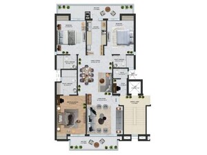 Floor Plan in 3 BHK Apartment at Gmada Aerocity – for Sale