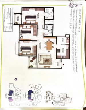 Floor Plan in 3 BHK Apartment at Prestige Lavender Fields, Varthur – for Sale