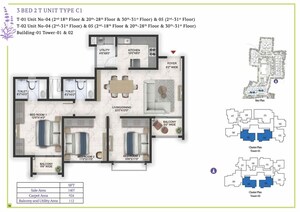 Floor Plan in 3 BHK Apartment at Prestige Lavender Fields, Varthur – for Sale