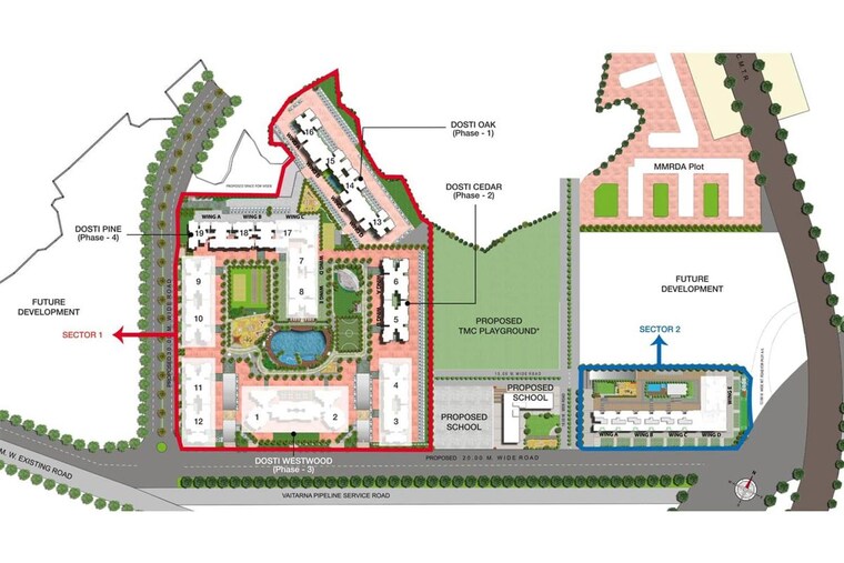 Master Plan, dosti-west-county 2 Bedroom 598 Sq.Ft. Apartment In Balkum Pada Thane 10403522