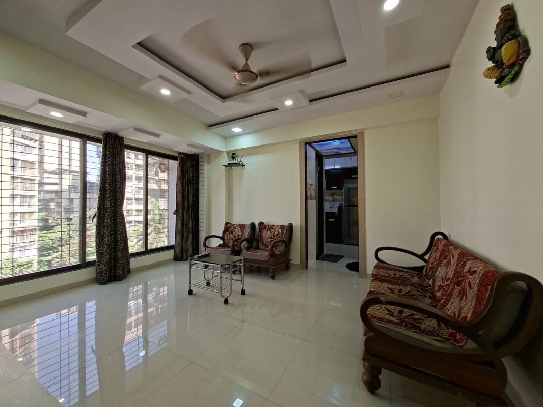 Living Room in 1 BHK Apartment at Krishh Krishna Residency, Kharghar – for Rent