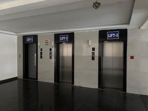 Building Lobby in 3 BHK Apartment at Jaswitha Luxor Apartments, Kokapet – for Sale