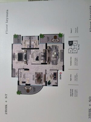 Floor Plan in 3.5 BHK Apartment at Pareena Coban Residences, Sector 99a – for Sale