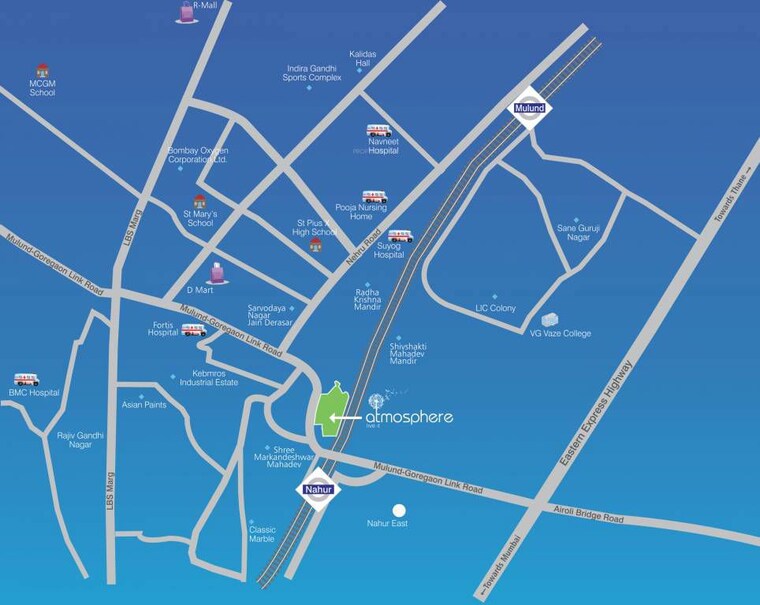 Map Location, the-wadhwa-atmosphere 2 Bedroom 663 Sq.Ft. Apartment In Mulund West Mumbai 10408939