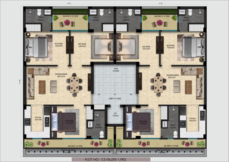 Floor Plan, bptp-district-faridabad 3 Bedroom 150 Sq.Yd. Builder Floor In Sector 81 Faridabad 10408989