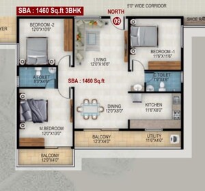 Floor Plan in 3 BHK Apartment at Kannamangala – for Sale