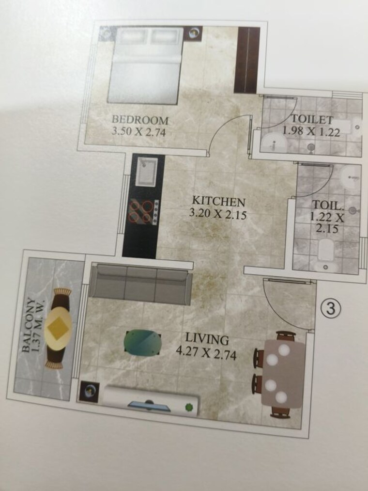 Floor Plan, subhash nagar 1 Bedroom 508 Sq.Ft. Apartment In Subhash Nagar Thane 10407806