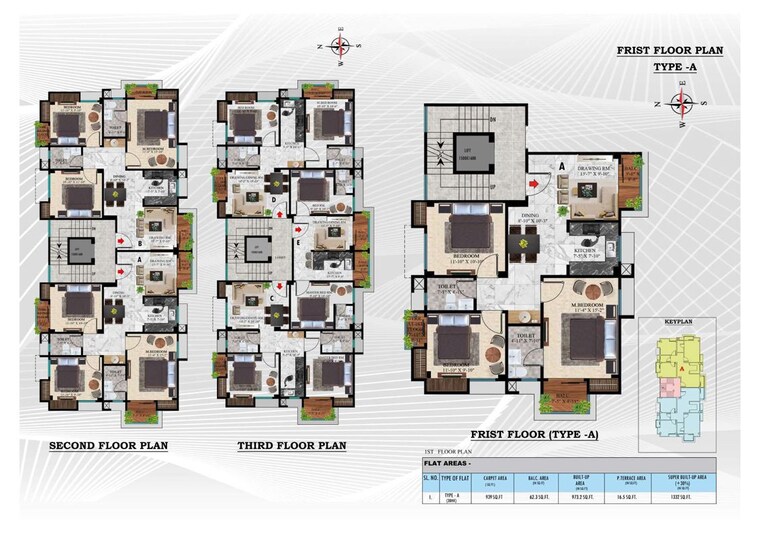 Floor Plan, kahilipara 3 Bedroom 1332 Sq.Ft. Apartment In Kahilipara Guwahati 10412217
