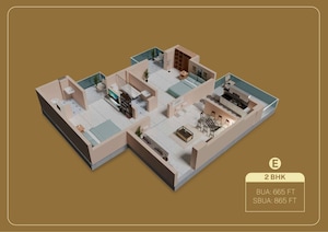 Floor Plan in 2 BHK Apartment at Milan Nagar – for Sale
