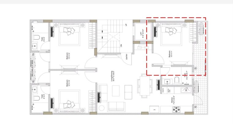 Floor Plan, anant-raj-ashok-estate 3 Bedroom 179 Sq.Yd. Builder Floor In Sector 63a Gurgaon 10412686