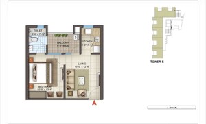 Floor Plan in 1 BHK Apartment at Dhakoli – for Sale