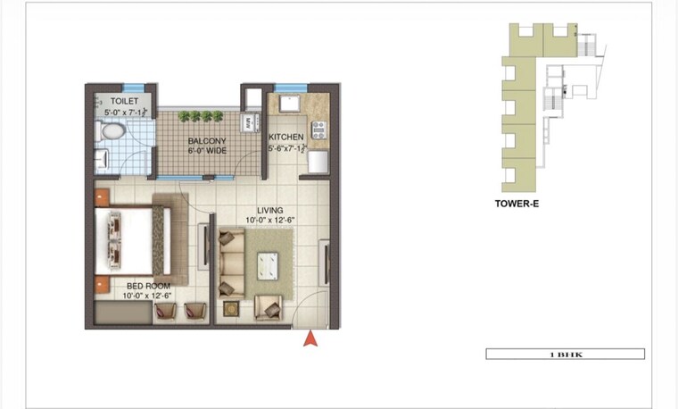 Floor Plan, dhakoli 1 Bedroom 700 Sq.Ft. Apartment In Dhakoli Zirakpur 10412713