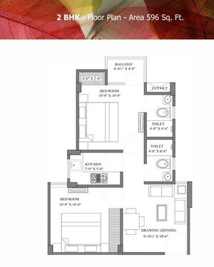 Floor Plan in 2 BHK Apartment at Ravi Surya Residency, Gandhi Path – for Sale