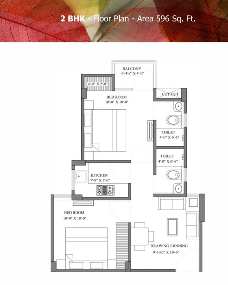 Floor Plan, ravi-surya-residency 2 Bedroom 596 Sq.Ft. Apartment In Gandhi Path Jaipur 10413931