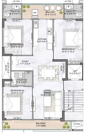 Floor Plan in 2.5 BHK Builder Floor at M3M Antalya Hills, Sector 79 – for Sale