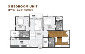 Floor Plan in 3 BHK Apartment at Brigade El Dorado Krypton , Bagaluru – for Sale