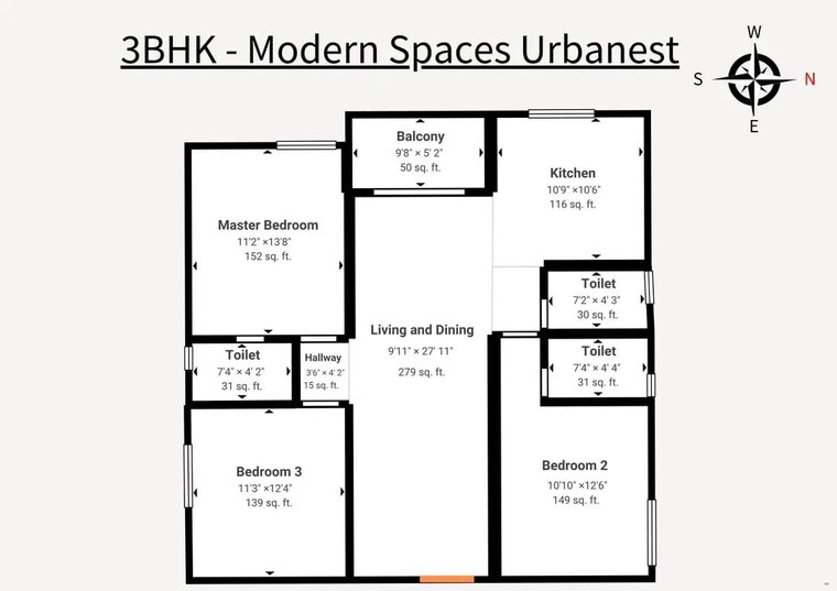 Floor Plan, modern-urbanest 3 Bedroom 1428 Sq.Ft. Apartment In Sarjapur Road Bangalore 10415529