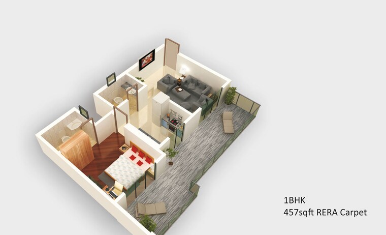 Floor Plan, gauri-excellency 1 Bedroom 457 Sq.Ft. Apartment In Kandivali West Mumbai 10409577