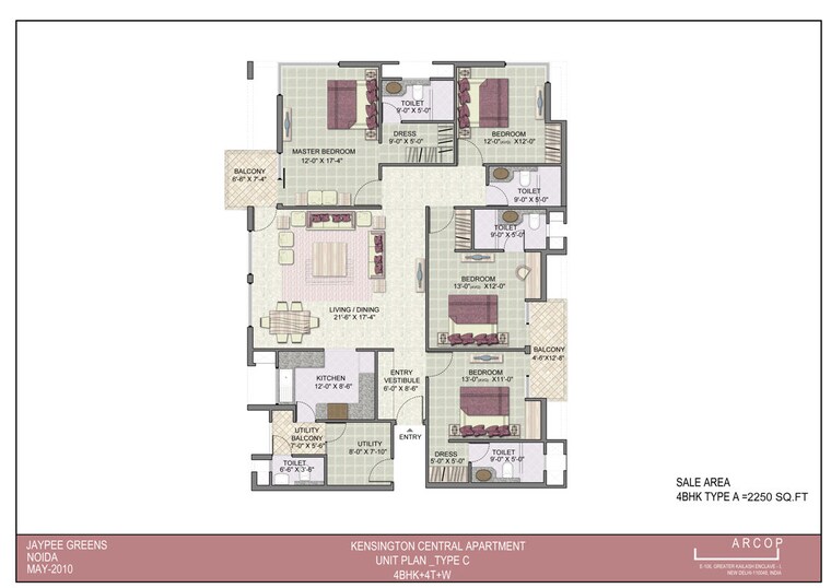Floor Plan, jaypee-kensington-boulevard 4 Bedroom 2250 Sq.Ft. Apartment In Sector 131 Noida 10416194