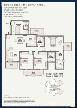 Floor Plan in 3 BHK Apartment at Eldeco Accolade, Sohna Sector 2 – for Sale