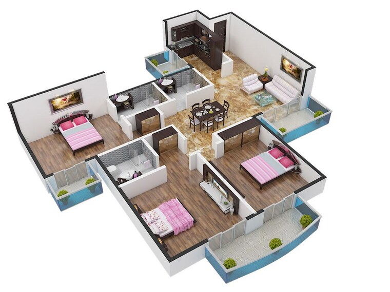 Floor Plan, eldeco-accolade 3 Bedroom 2122 Sq.Ft. Apartment In Sohna Sector 2 Gurgaon 10416497