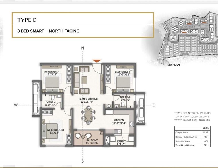 Floor Plan, the-prestige-city-hyderabad 3 Bedroom 1631 Sq.Ft. Apartment In Rajendra Nagar Hyderabad 10416837