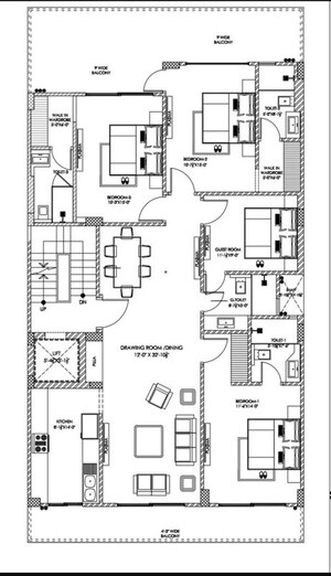 Floor Plan in 4 BHK Builder Floor at Vipul World Floors, Sector 48 – for Sale