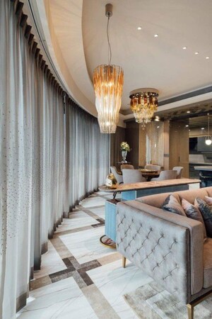 Living Room in 4 BHK Apartment at Lodha World View, Worli – for Sale
