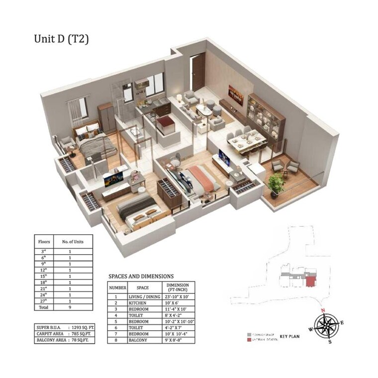 Floor Plan, ganguly-4-sight-florence 3 Bedroom 1333 Sq.Ft. Apartment In Garia Kolkata 10340382