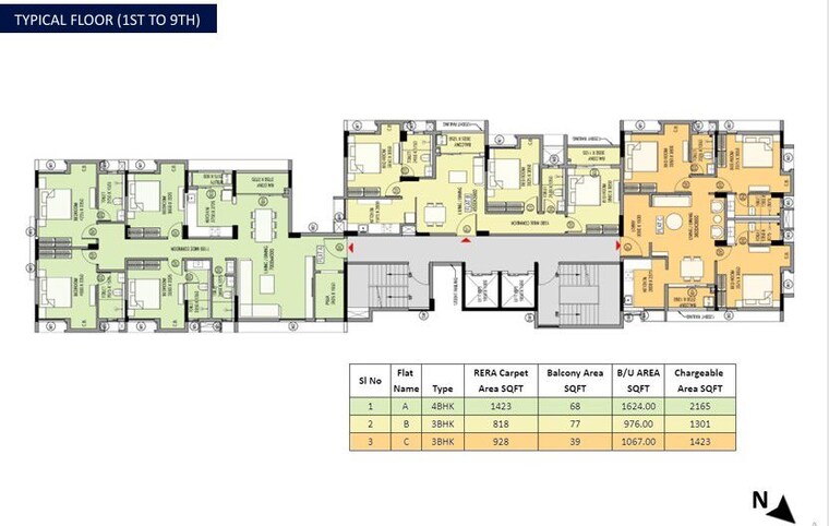Floor Plan, tollygunge 3 Bedroom 1300 Sq.Ft. Apartment In Tollygunge Kolkata 10329702