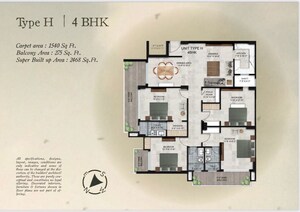 Floor Plan in 4 BHK Apartment at Morabadi – for Sale