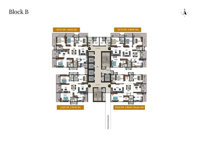 Floor Plan, kondapur 3 Bedroom 2975 Sq.Ft. Apartment In Kondapur Hyderabad 10413217