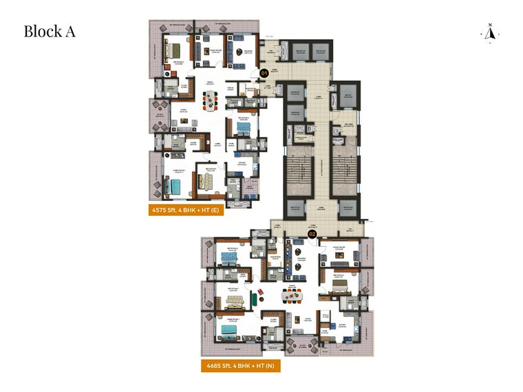 Floor Plan, kondapur 3 Bedroom 2975 Sq.Ft. Apartment In Kondapur Hyderabad 10413217