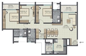Floor Plan in 3.5 BHK Apartment at Sobha Sentosa, Balagere – for Rent