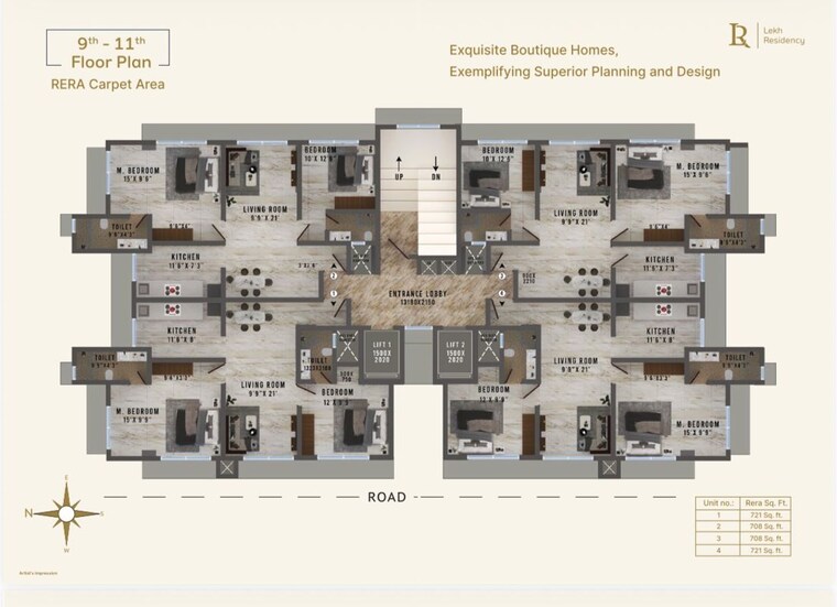 Floor Plan, lekh-residency 2 Bedroom 708 Sq.Ft. Apartment In Borivali West Mumbai 10424351