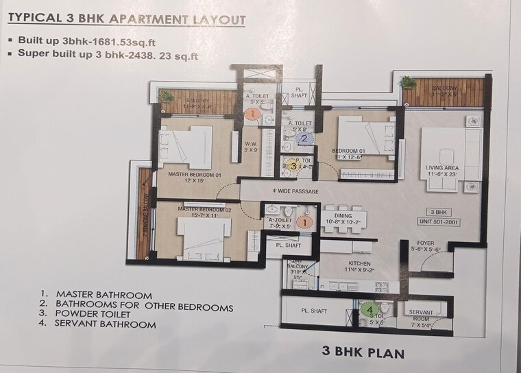Floor Plan, kanadia road 4 Bedroom 3321 Sq.Ft. Apartment In Kanadia Road Indore 10378964