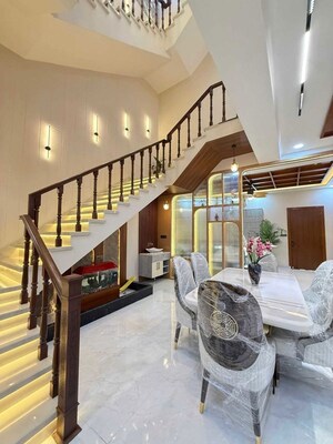 Staircase in 5 BHK Independent House at Mansarovar Extension – for Sale