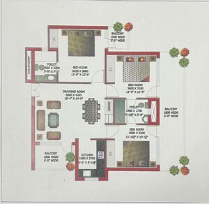 Floor Plan in 3 BHK Apartment at Sector 62 – for Sale
