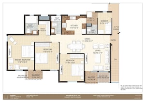 Floor Plan in 3.5 BHK Apartment at Jaypee Krescent Homes Phase II, Sector 129 – for Sale