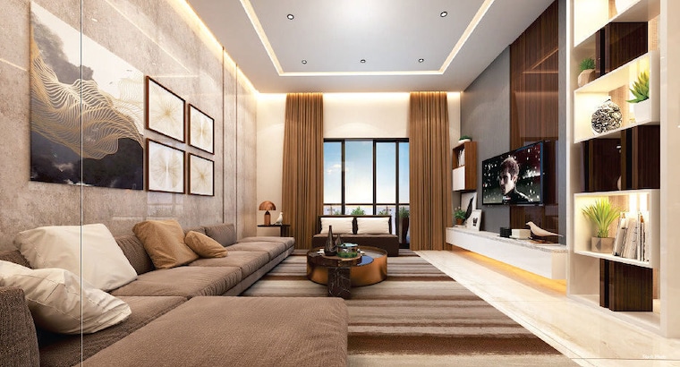 Living Room, oxy-beaumonde 3.5 Bedroom 1920 Sq.Ft. Apartment In Viman Nagar Pune 10427085