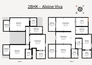 Floor Plan in 3 BHK Apartment at Kr Puram – for Sale